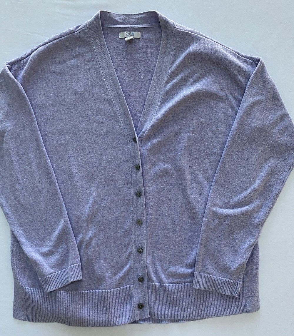 Croft & Barrow Women's Lavender Button-Front Cardigan Sweater - Size Medium